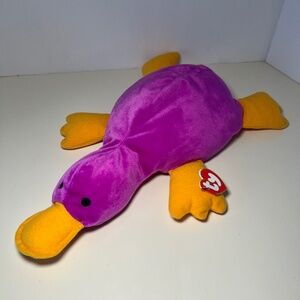 Vintage TY 1998 Pillow Pals Paddles the Purple Platypus Plush Stuffed Animal NWT